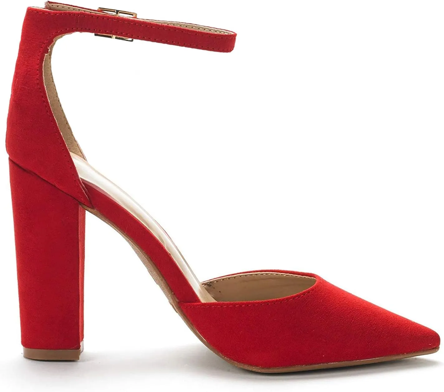 DREAM PAIRS Women's Coco High Heels Chunky Block Pumps Pointed Closed Toe Ankle Strap Dress Shoes
