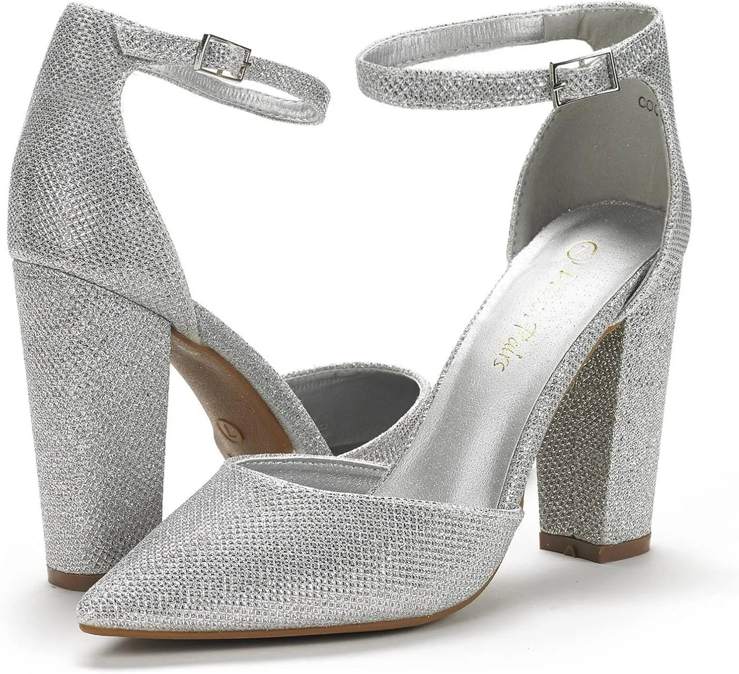 DREAM PAIRS Women's Coco High Heels Chunky Block Pumps Pointed Closed Toe Ankle Strap Dress Shoes