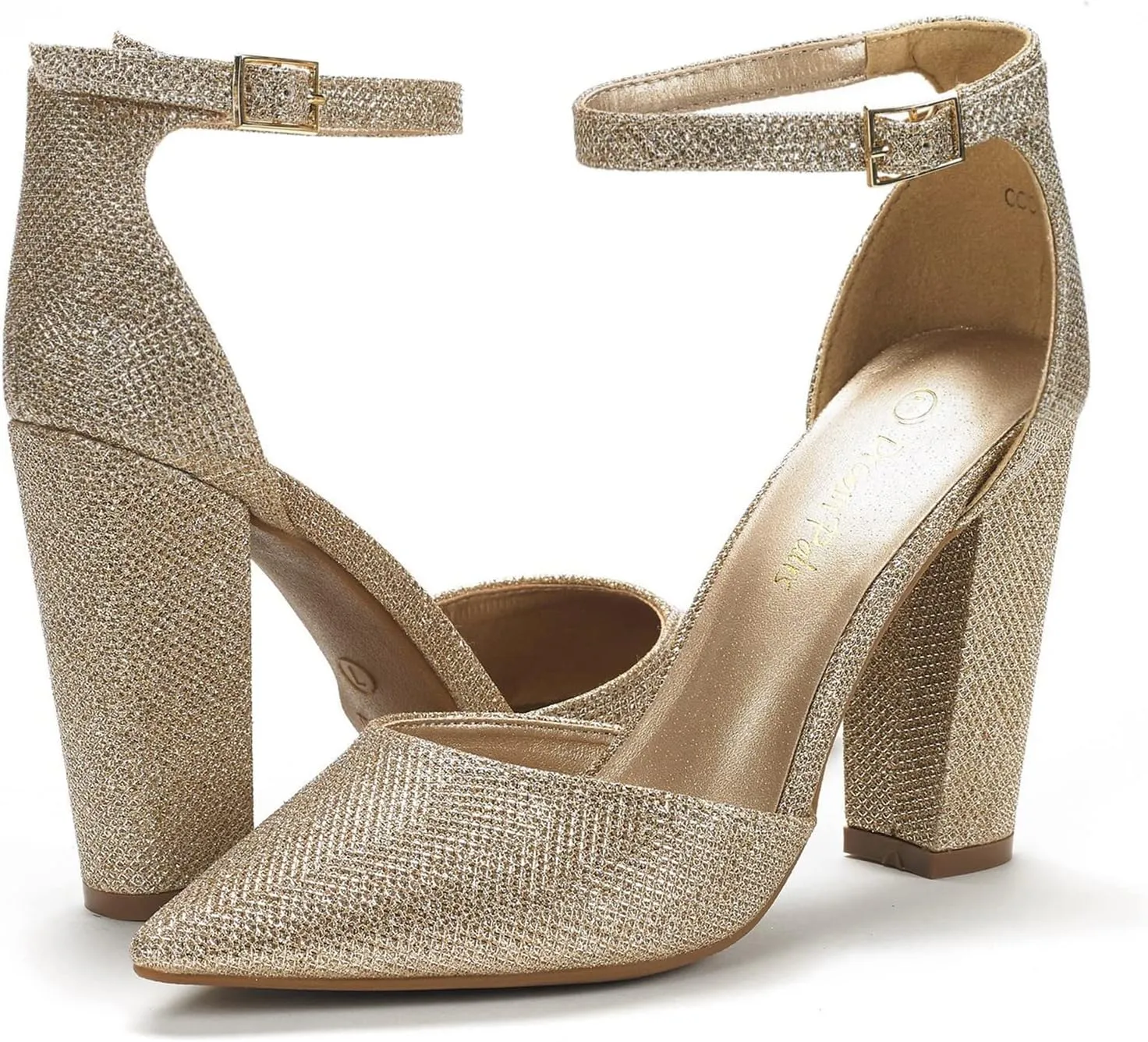 DREAM PAIRS Women's Coco High Heels Chunky Block Pumps Pointed Closed Toe Ankle Strap Dress Shoes