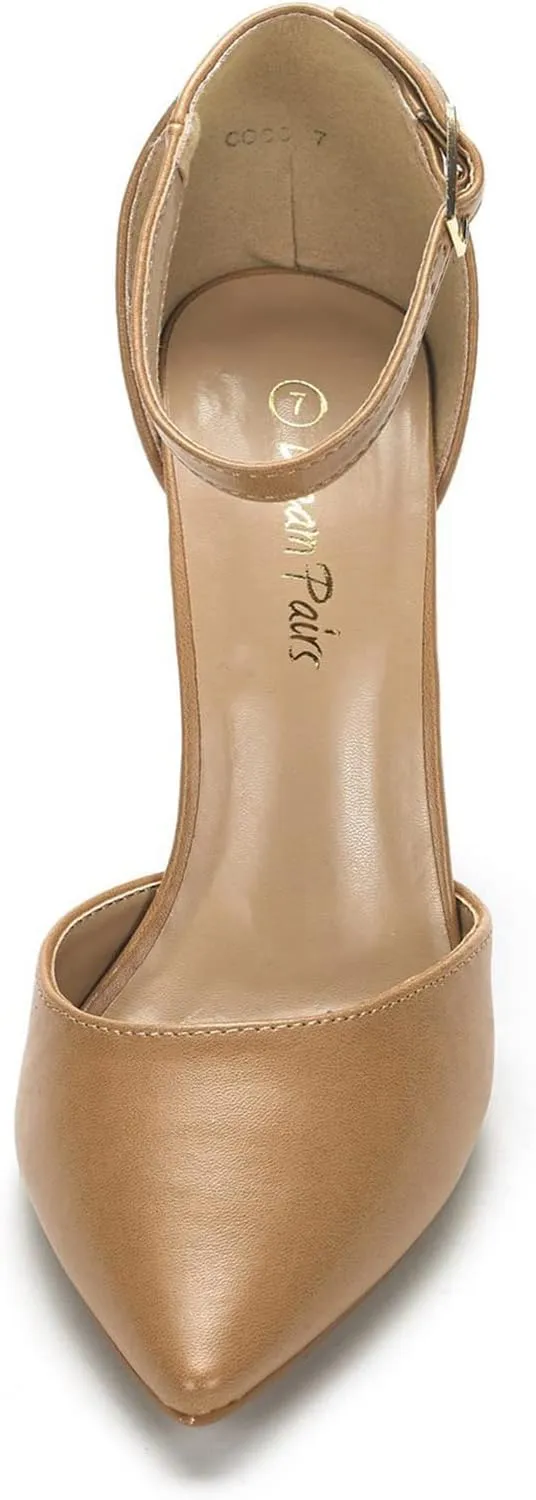 DREAM PAIRS Women's Coco High Heels Chunky Block Pumps Pointed Closed Toe Ankle Strap Dress Shoes