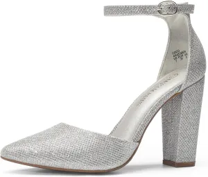DREAM PAIRS Women's Coco High Heels Chunky Block Pumps Pointed Closed Toe Ankle Strap Dress Shoes