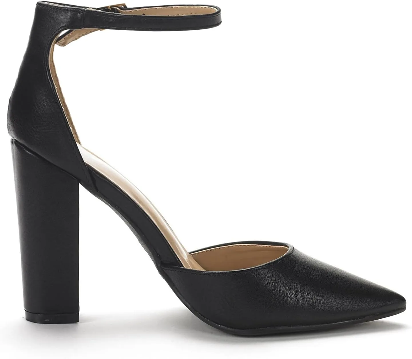 DREAM PAIRS Women's Coco High Heels Chunky Block Pumps Pointed Closed Toe Ankle Strap Dress Shoes