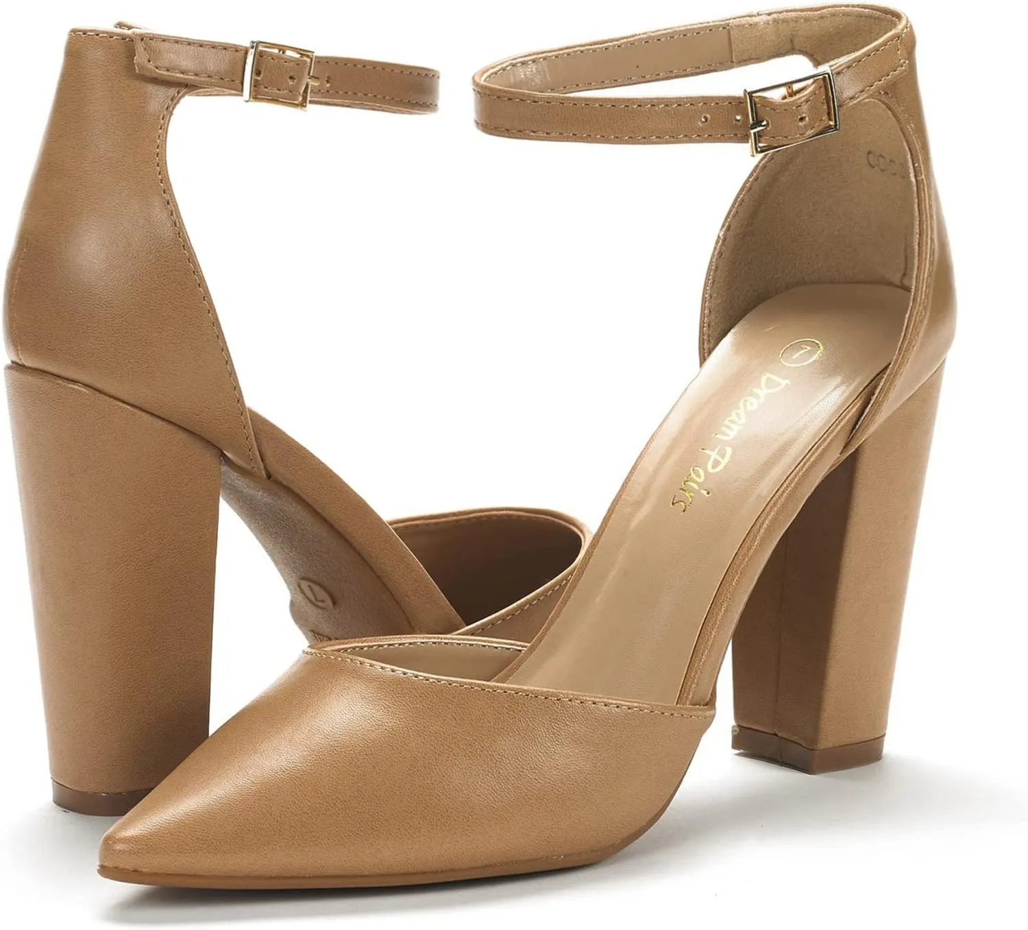 DREAM PAIRS Women's Coco High Heels Chunky Block Pumps Pointed Closed Toe Ankle Strap Dress Shoes