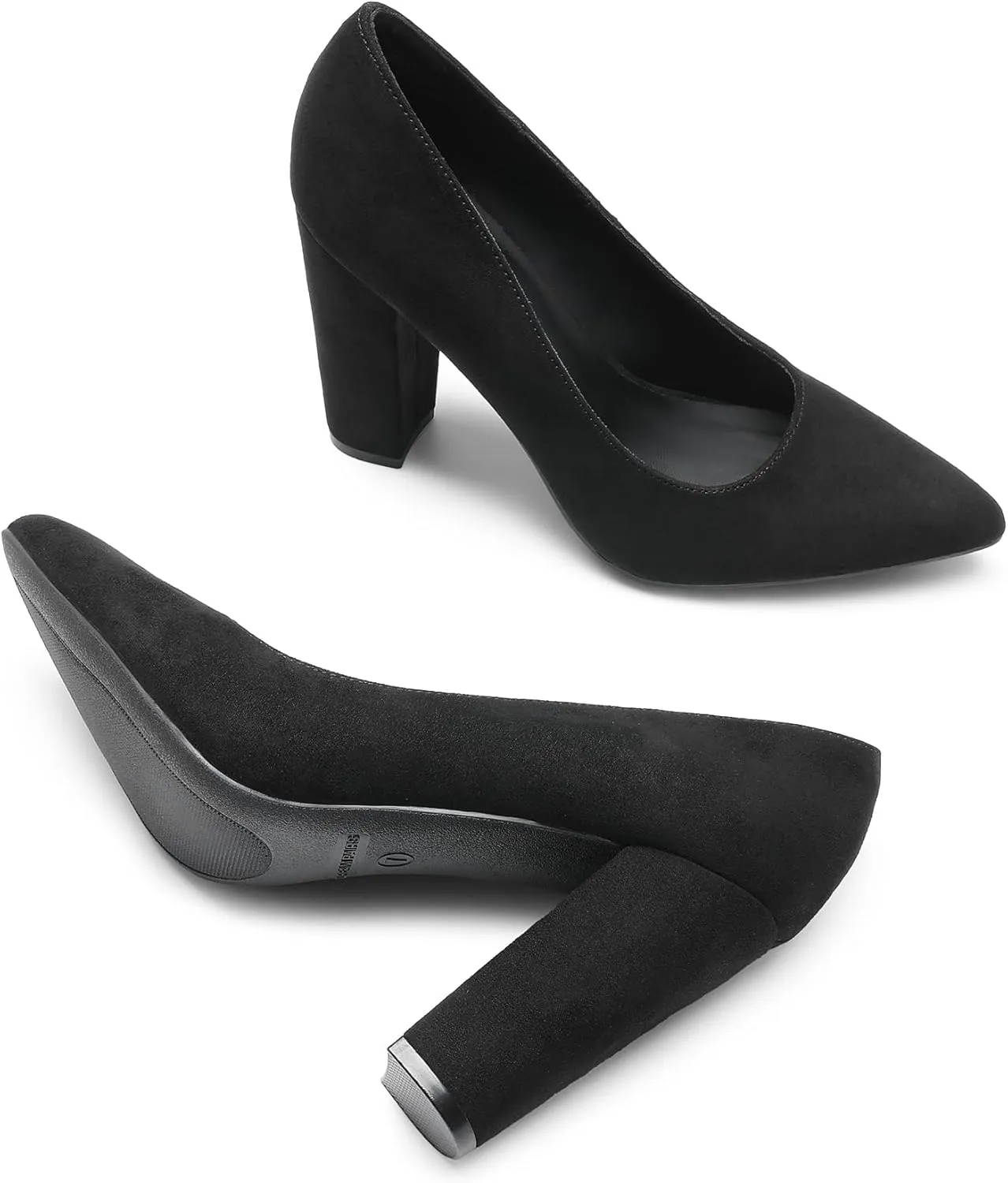 DREAM PAIRS Women's High Chunky Block Heels Closed Pointed Toe Slip on Women Pumps Wedding Party Work Comfortable Dress Shoes for Women