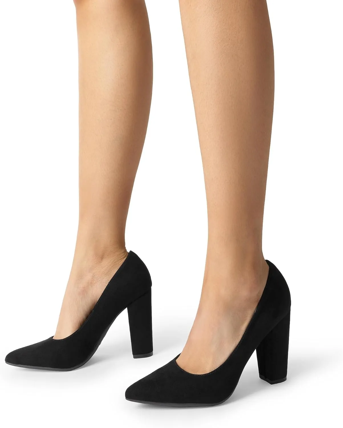 DREAM PAIRS Women's High Chunky Block Heels Closed Pointed Toe Slip on Women Pumps Wedding Party Work Comfortable Dress Shoes for Women