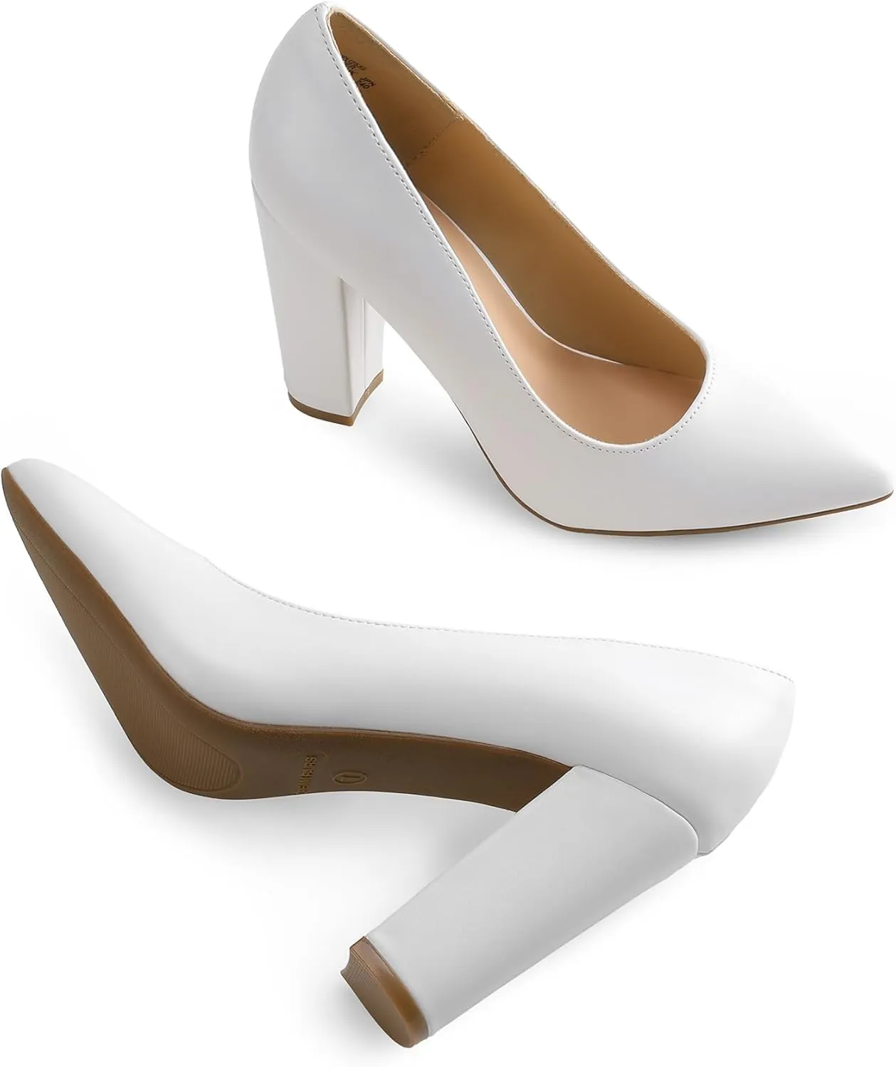 DREAM PAIRS Women's High Chunky Block Heels Closed Pointed Toe Slip on Women Pumps Wedding Party Work Comfortable Dress Shoes for Women
