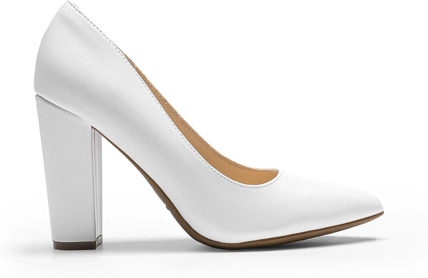 DREAM PAIRS Women's High Chunky Block Heels Closed Pointed Toe Slip on Women Pumps Wedding Party Work Comfortable Dress Shoes for Women