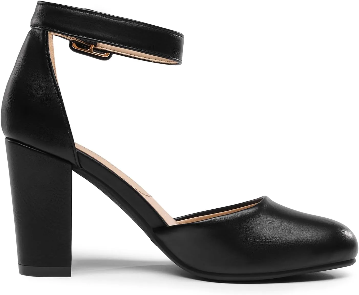 DREAM PAIRS Women's High Heel Ankle Strap Closed Toe Chunky Wedding Pumps Shoes