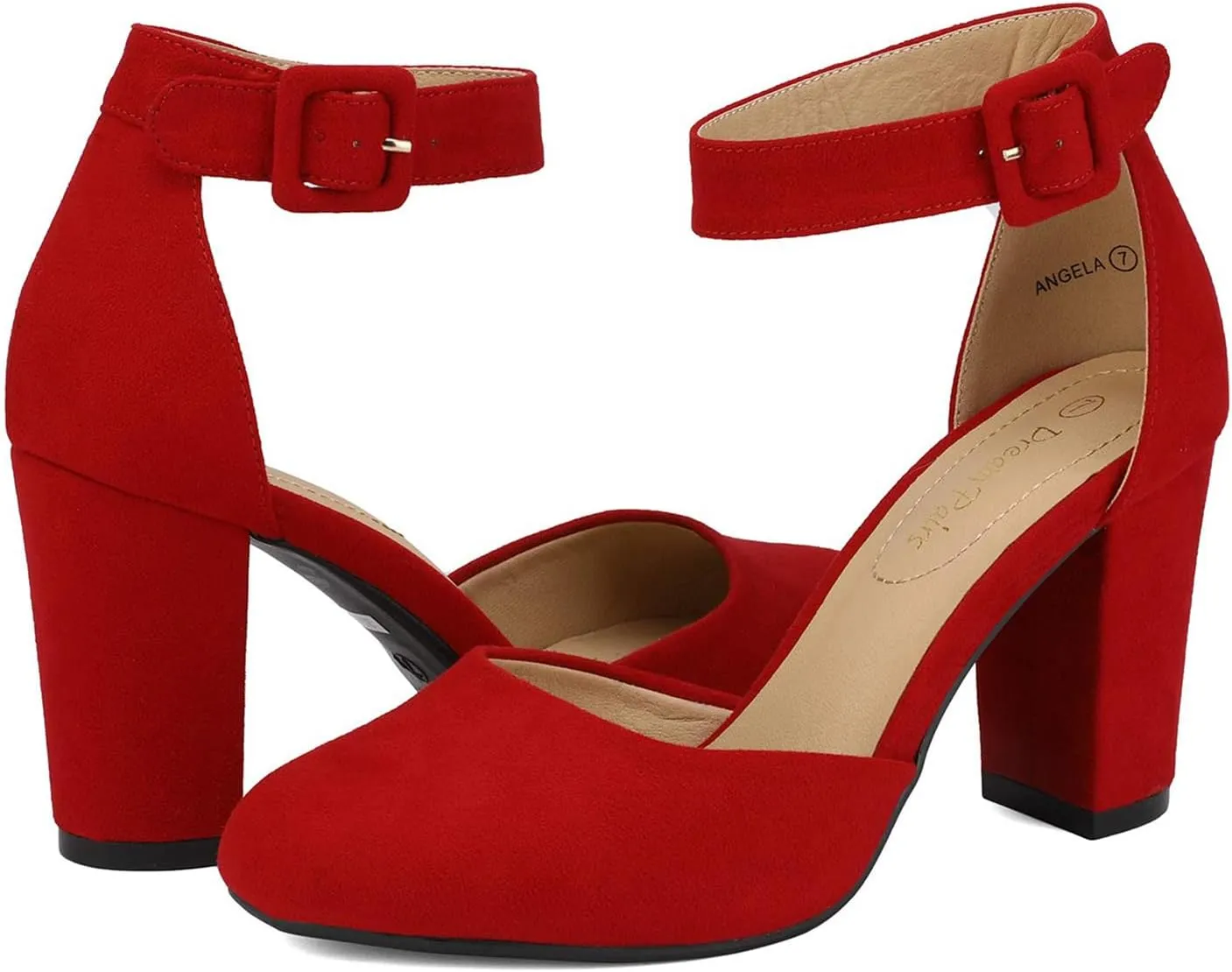 DREAM PAIRS Women's High Heel Ankle Strap Closed Toe Chunky Wedding Pumps Shoes