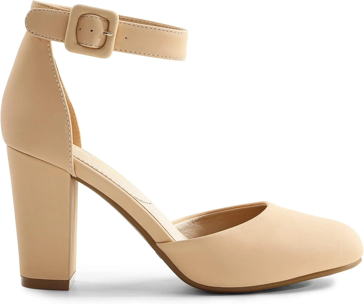 DREAM PAIRS Women's High Heel Ankle Strap Closed Toe Chunky Wedding Pumps Shoes