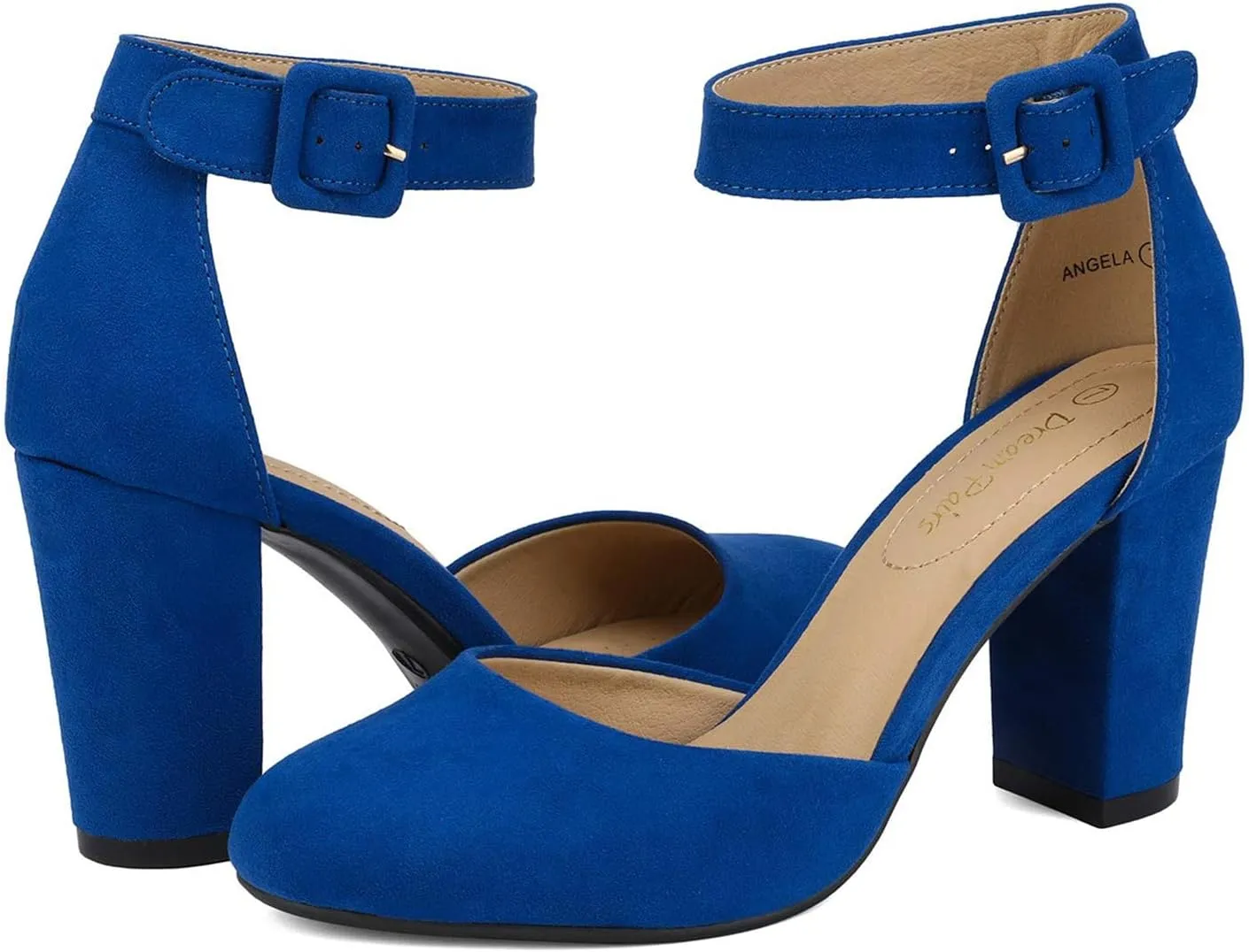 DREAM PAIRS Women's High Heel Ankle Strap Closed Toe Chunky Wedding Pumps Shoes