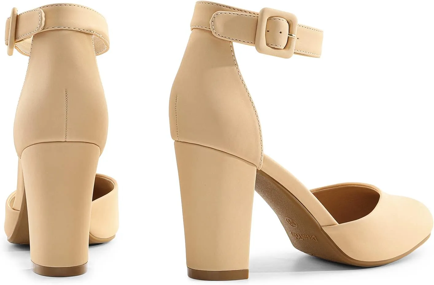 DREAM PAIRS Women's High Heel Ankle Strap Closed Toe Chunky Wedding Pumps Shoes