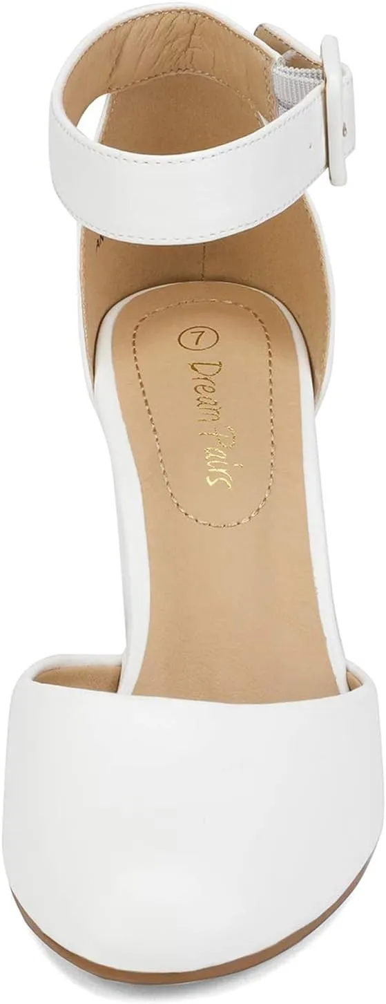 DREAM PAIRS Women's High Heel Ankle Strap Closed Toe Chunky Wedding Pumps Shoes