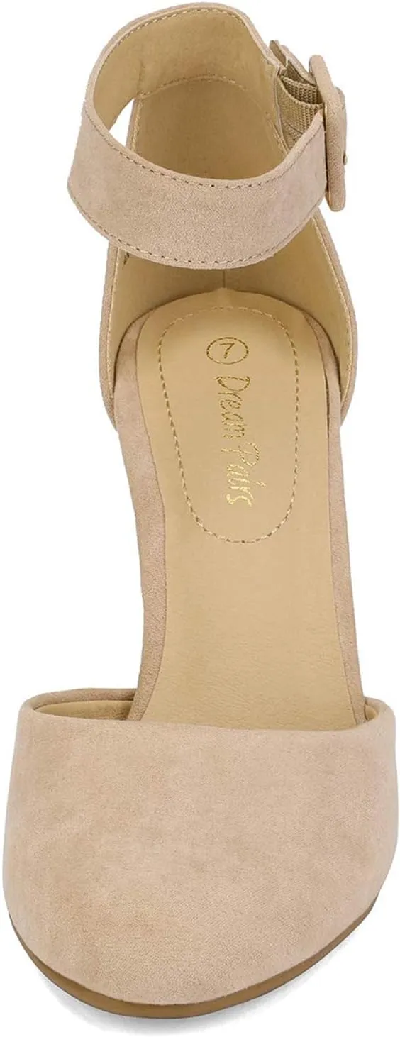 DREAM PAIRS Women's High Heel Ankle Strap Closed Toe Chunky Wedding Pumps Shoes