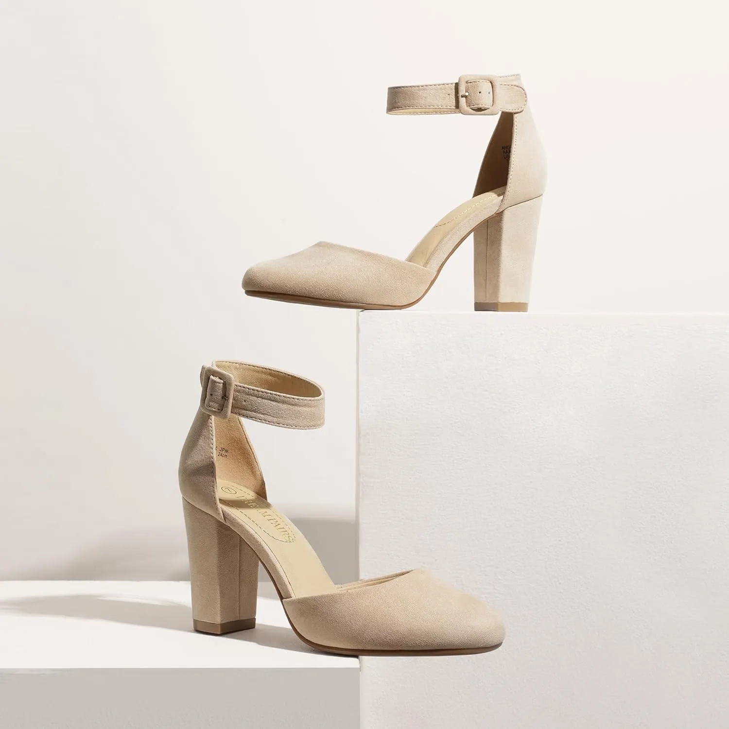 DREAM PAIRS Women's High Heel Ankle Strap Closed Toe Chunky Wedding Pumps Shoes