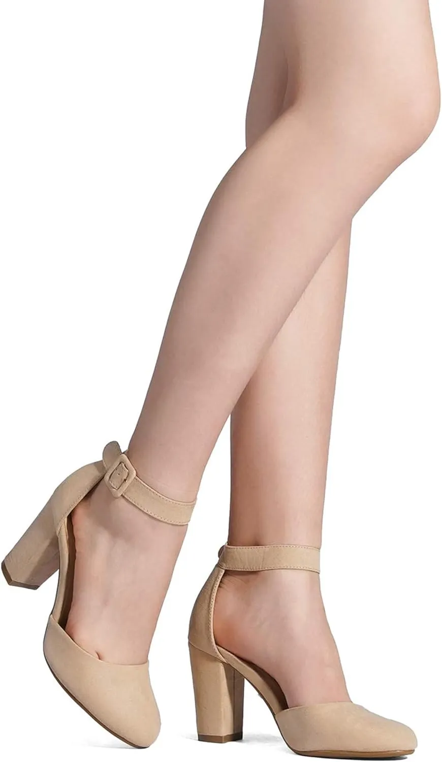 DREAM PAIRS Women's High Heel Ankle Strap Closed Toe Chunky Wedding Pumps Shoes