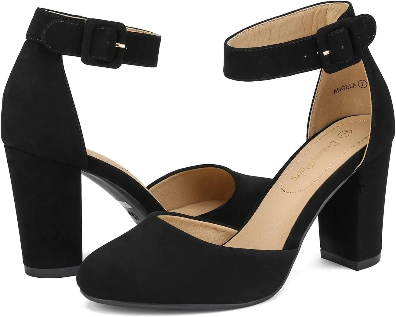 DREAM PAIRS Women's High Heel Ankle Strap Closed Toe Chunky Wedding Pumps Shoes