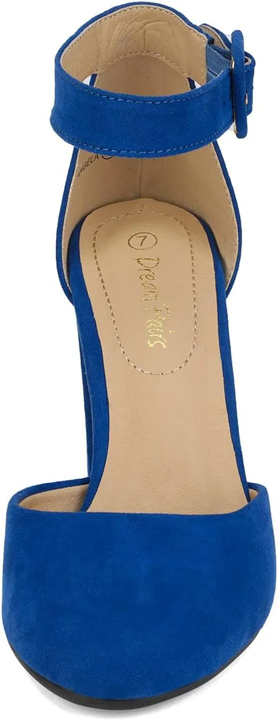 DREAM PAIRS Women's High Heel Ankle Strap Closed Toe Chunky Wedding Pumps Shoes