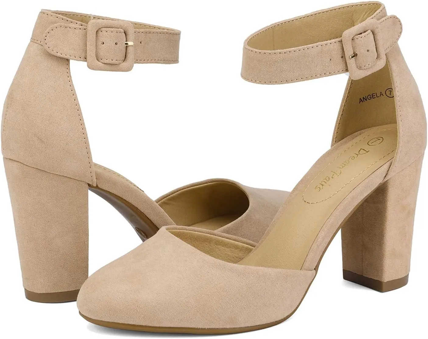 DREAM PAIRS Women's High Heel Ankle Strap Closed Toe Chunky Wedding Pumps Shoes