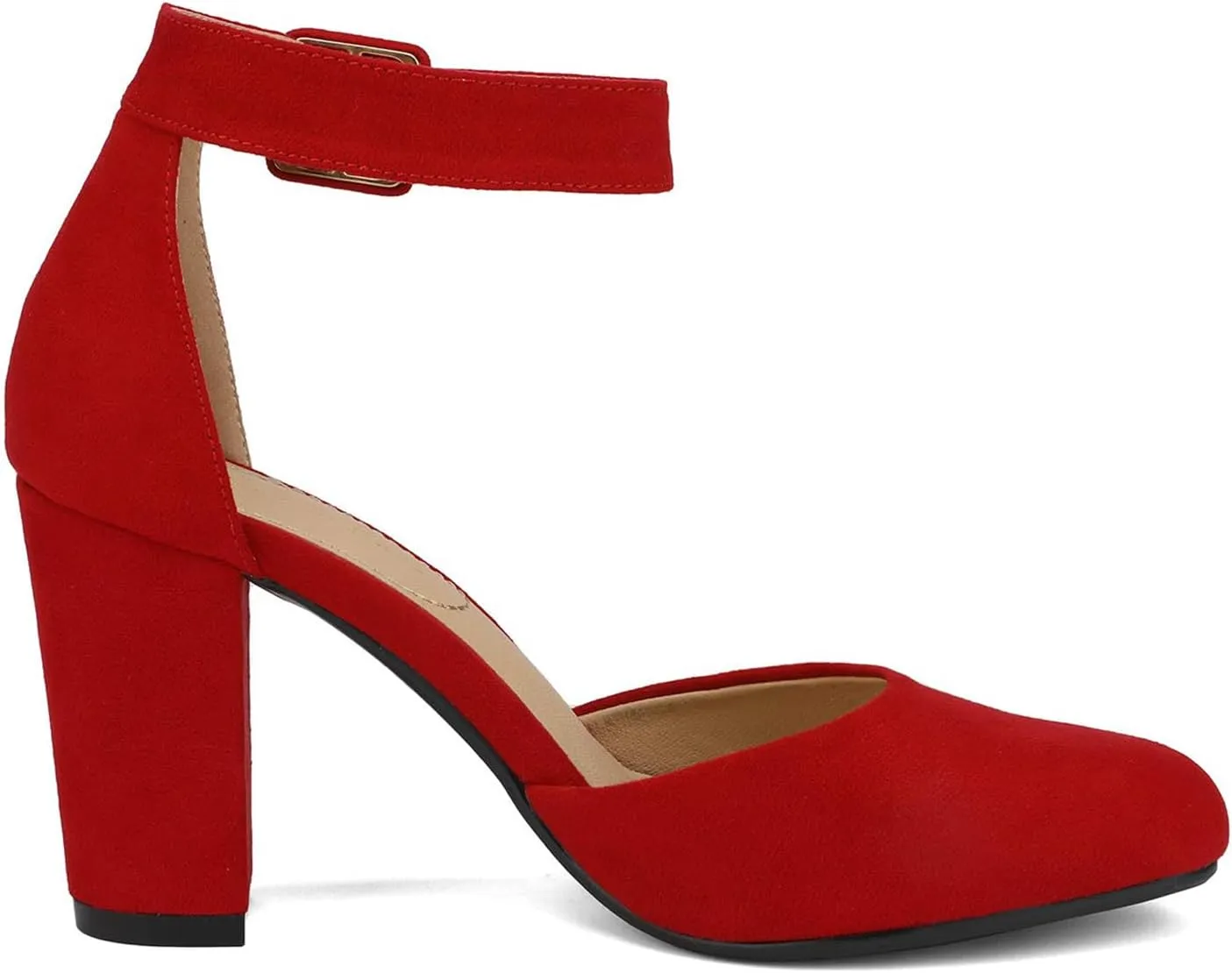 DREAM PAIRS Women's High Heel Ankle Strap Closed Toe Chunky Wedding Pumps Shoes
