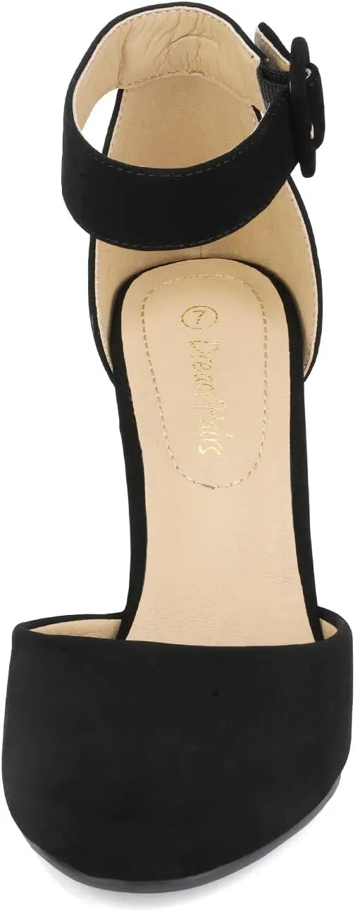 DREAM PAIRS Women's High Heel Ankle Strap Closed Toe Chunky Wedding Pumps Shoes