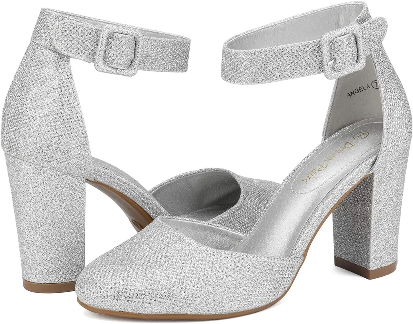 DREAM PAIRS Women's High Heel Ankle Strap Closed Toe Chunky Wedding Pumps Shoes