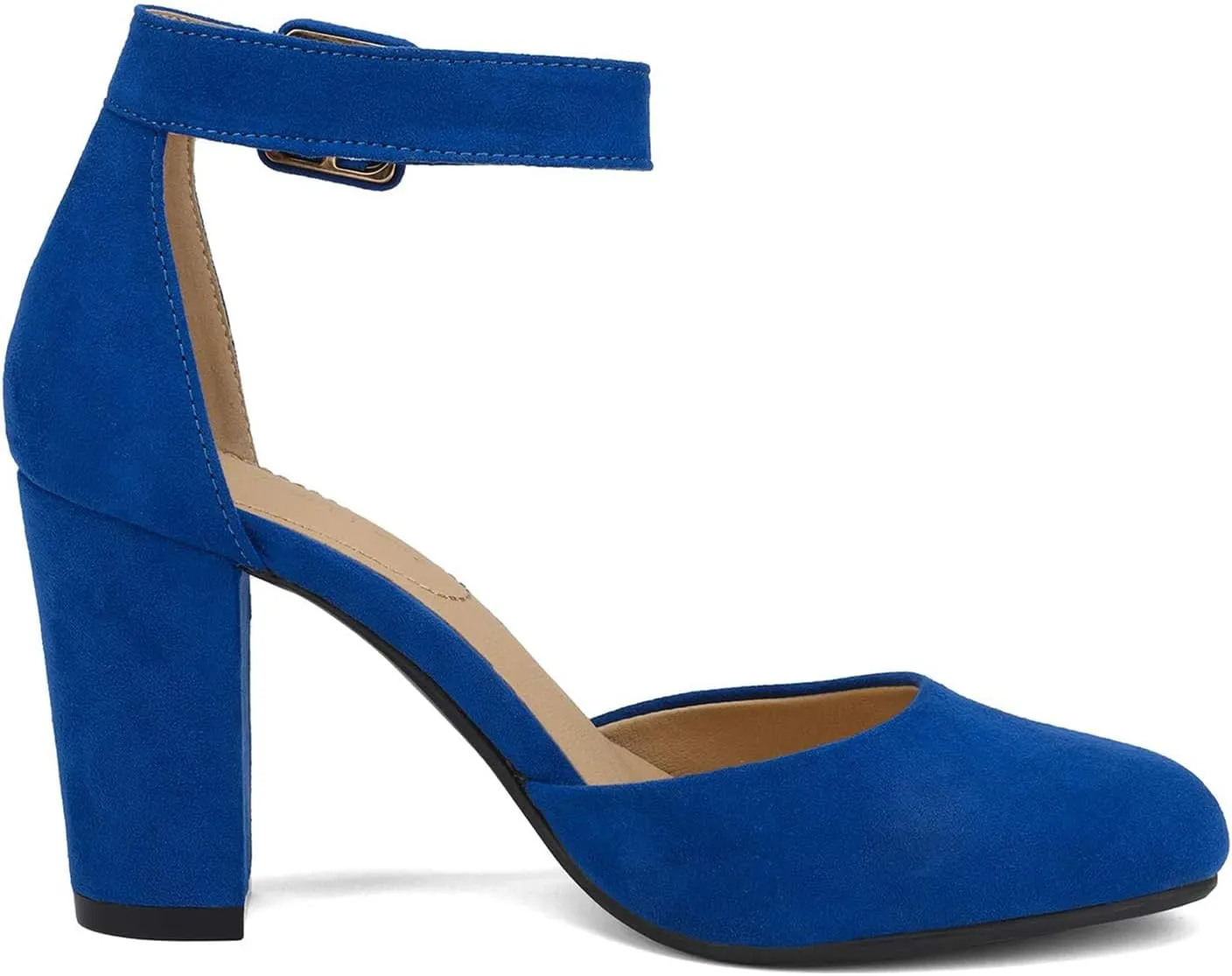 DREAM PAIRS Women's High Heel Ankle Strap Closed Toe Chunky Wedding Pumps Shoes