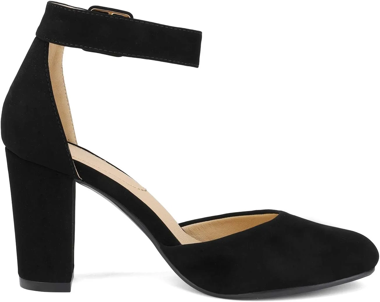 DREAM PAIRS Women's High Heel Ankle Strap Closed Toe Chunky Wedding Pumps Shoes