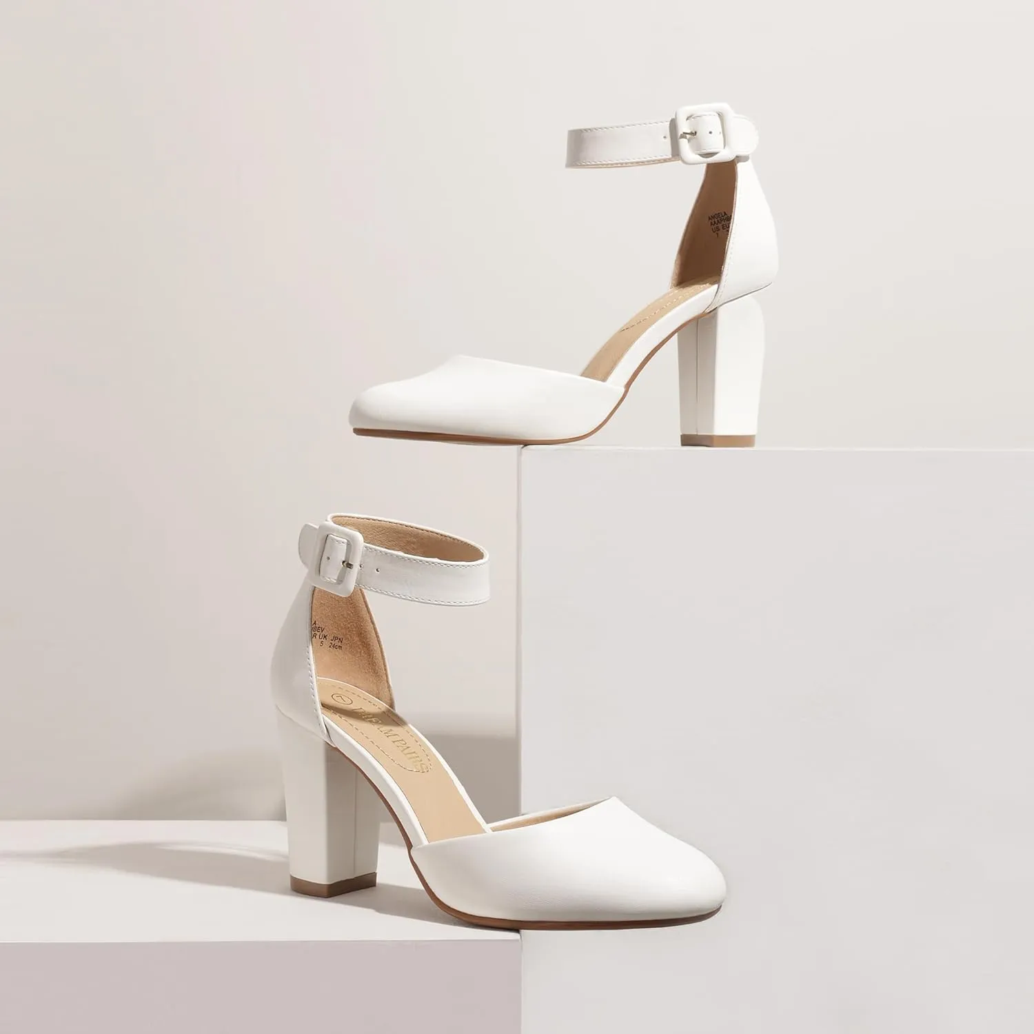 DREAM PAIRS Women's High Heel Ankle Strap Closed Toe Chunky Wedding Pumps Shoes