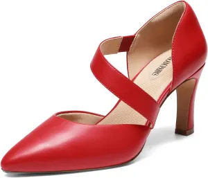 DREAM PAIRS Women's High Heels Pumps Dress Closed Pointed Toe Comfortable D'Orsay Pumps Shoes for Work Office Wedding Dancing