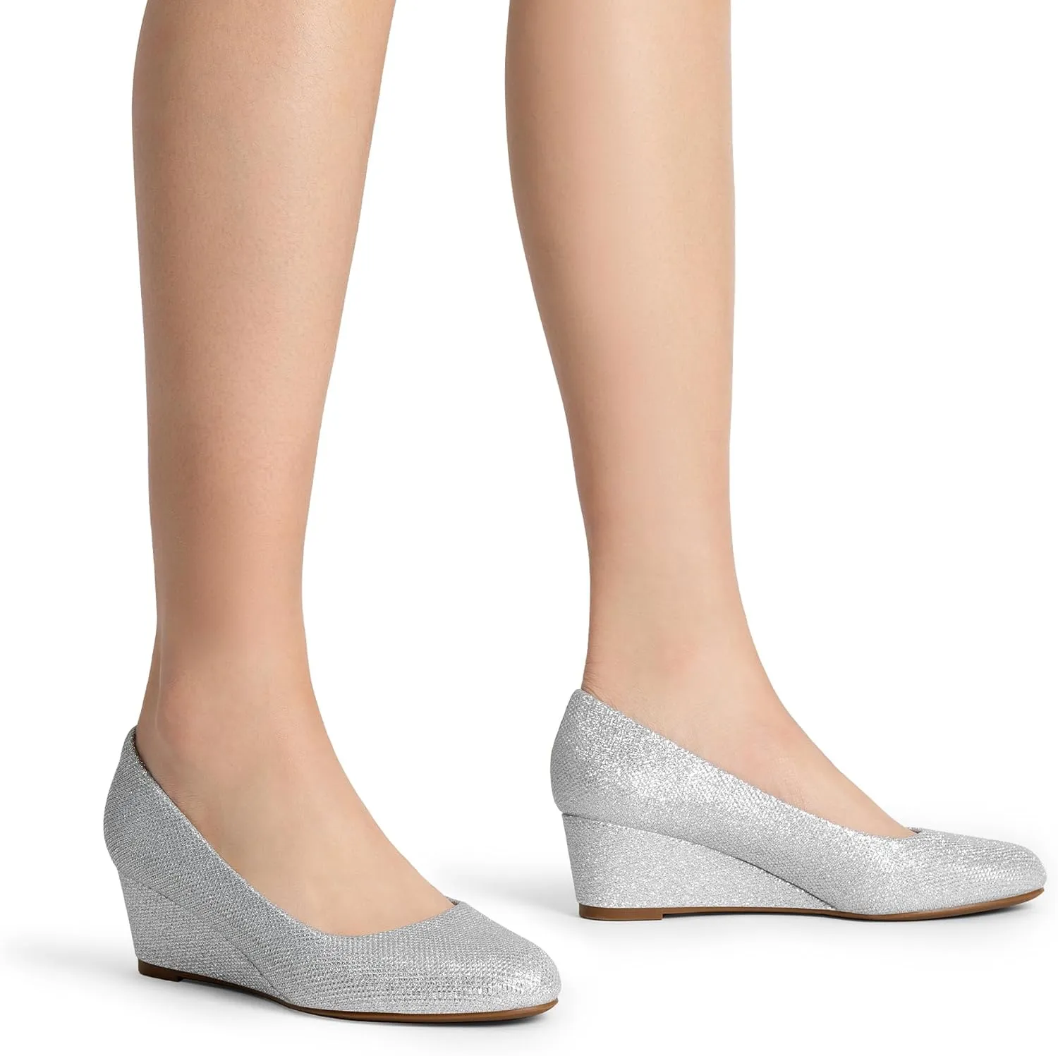 DREAM PAIRS Women's Low Wedges Heels Closed Round Toe Pumps Comfortable Slip On Dress Work Wedding Shoes