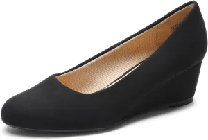 DREAM PAIRS Women's Low Wedges Heels Closed Round Toe Pumps Comfortable Slip On Dress Work Wedding Shoes