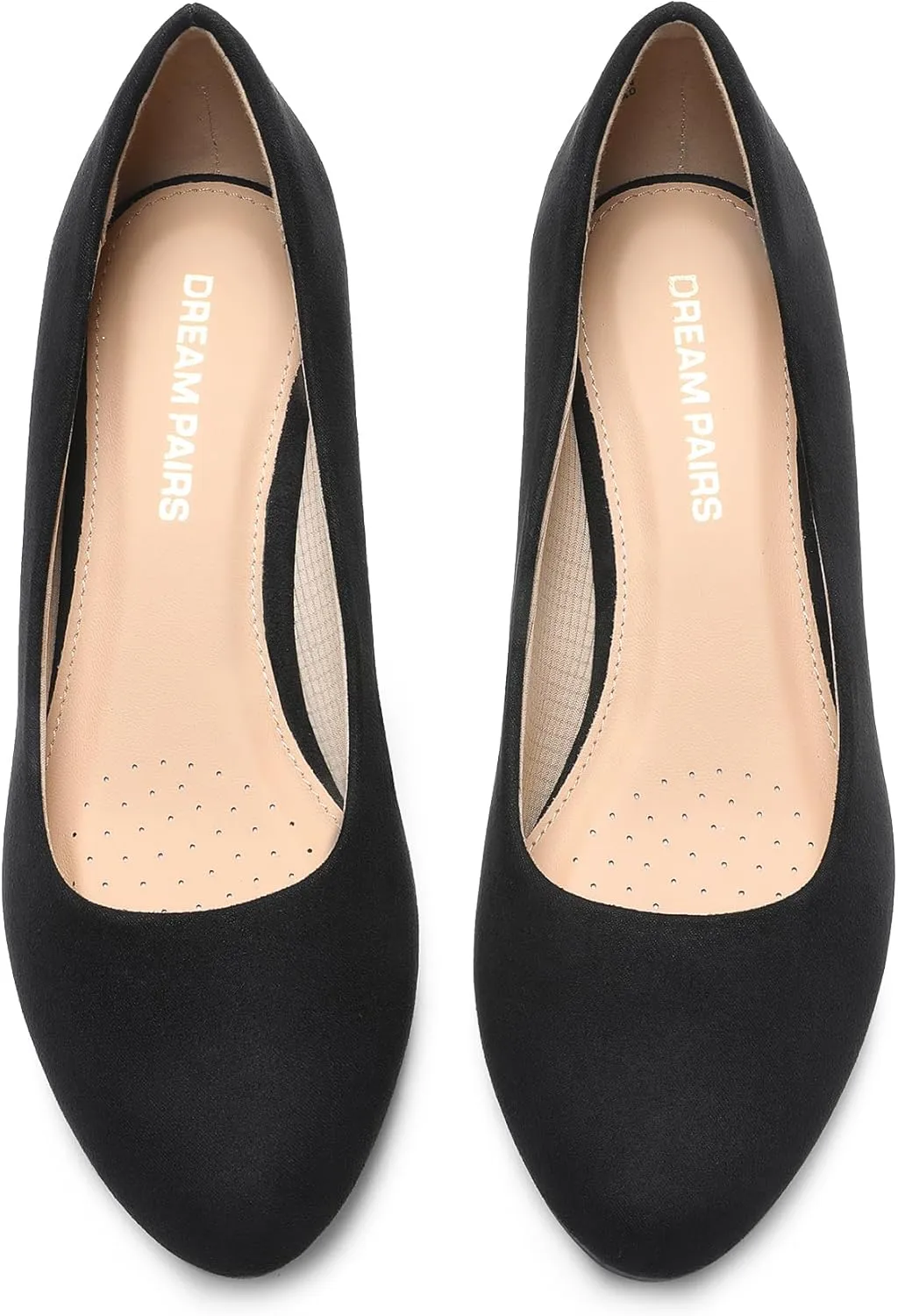 DREAM PAIRS Women's Low Wedges Heels Closed Round Toe Pumps Comfortable Slip On Dress Work Wedding Shoes