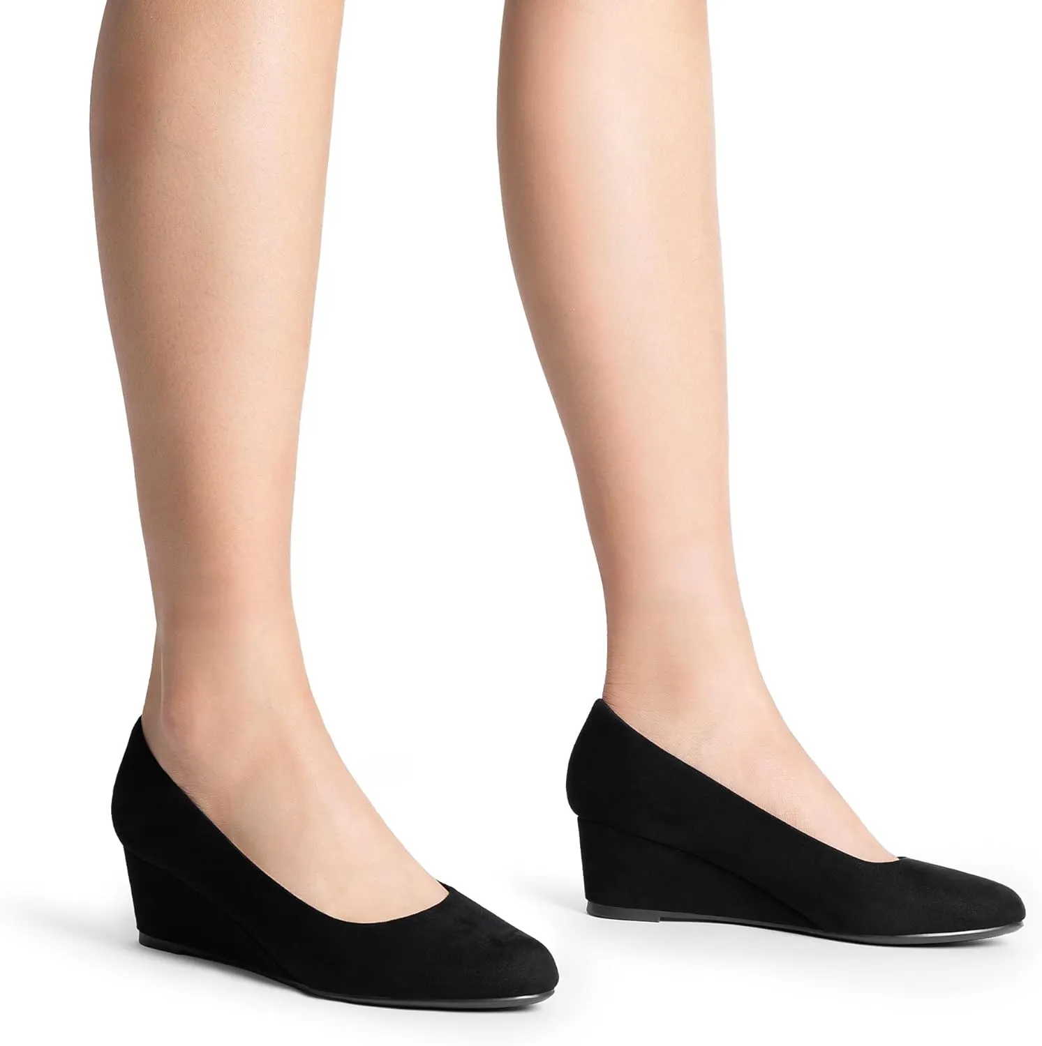 DREAM PAIRS Women's Low Wedges Heels Closed Round Toe Pumps Comfortable Slip On Dress Work Wedding Shoes