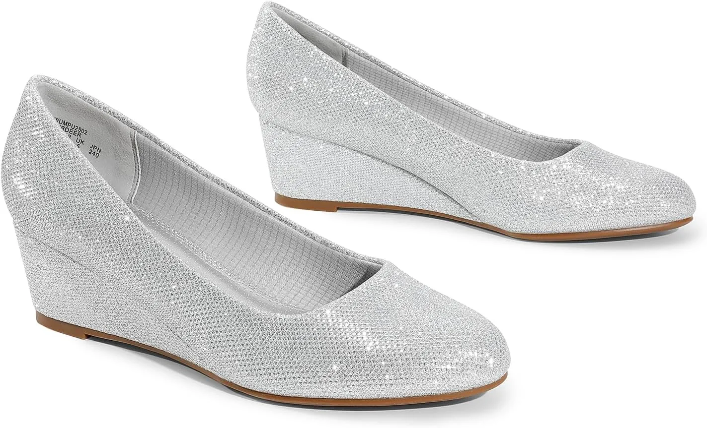 DREAM PAIRS Women's Low Wedges Heels Closed Round Toe Pumps Comfortable Slip On Dress Work Wedding Shoes