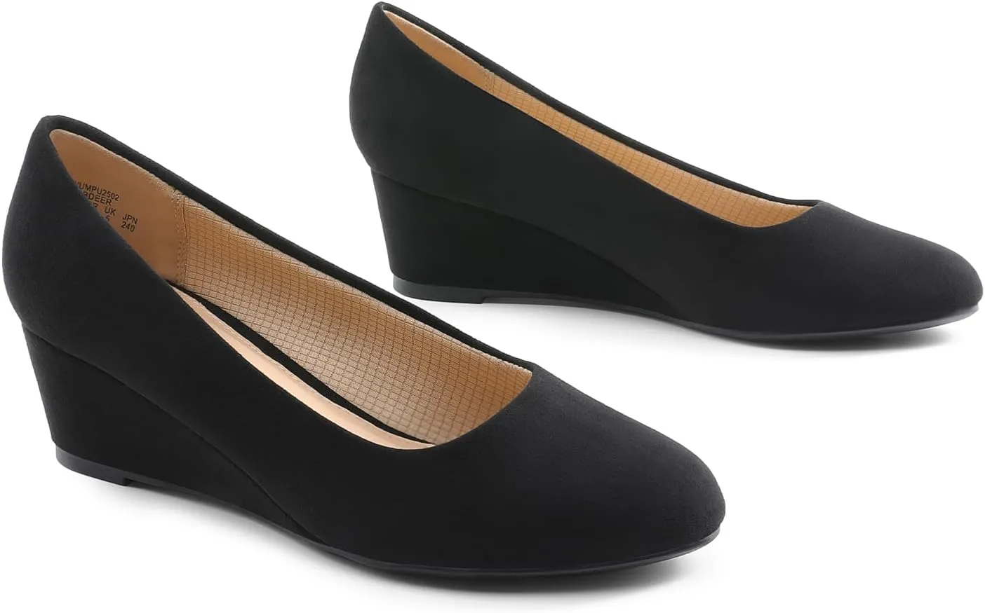 DREAM PAIRS Women's Low Wedges Heels Closed Round Toe Pumps Comfortable Slip On Dress Work Wedding Shoes