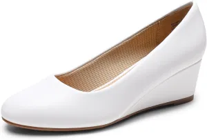 DREAM PAIRS Women's Low Wedges Heels Closed Round Toe Pumps Comfortable Slip On Dress Work Wedding Shoes