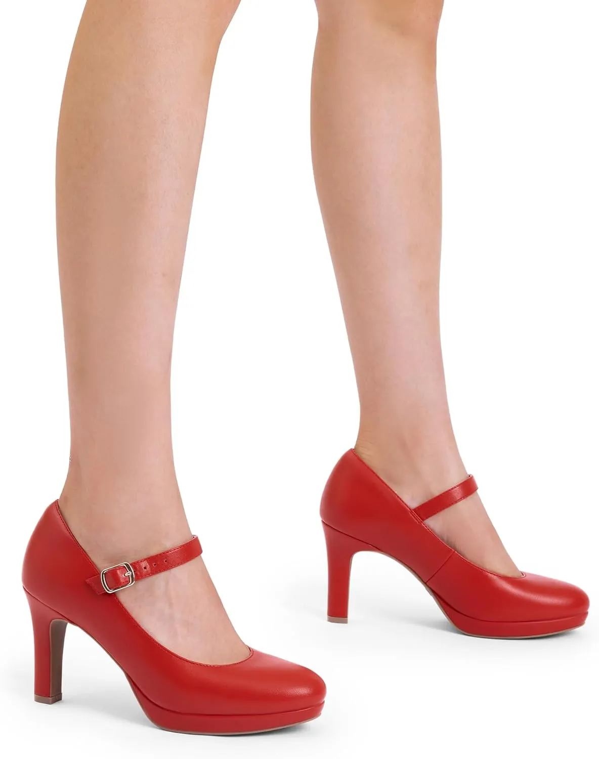 DREAM PAIRS Women's Pumps Close Toe Classic High Heels Round Toe Comfortable Low Platform Mary Jane Dress Shoes
