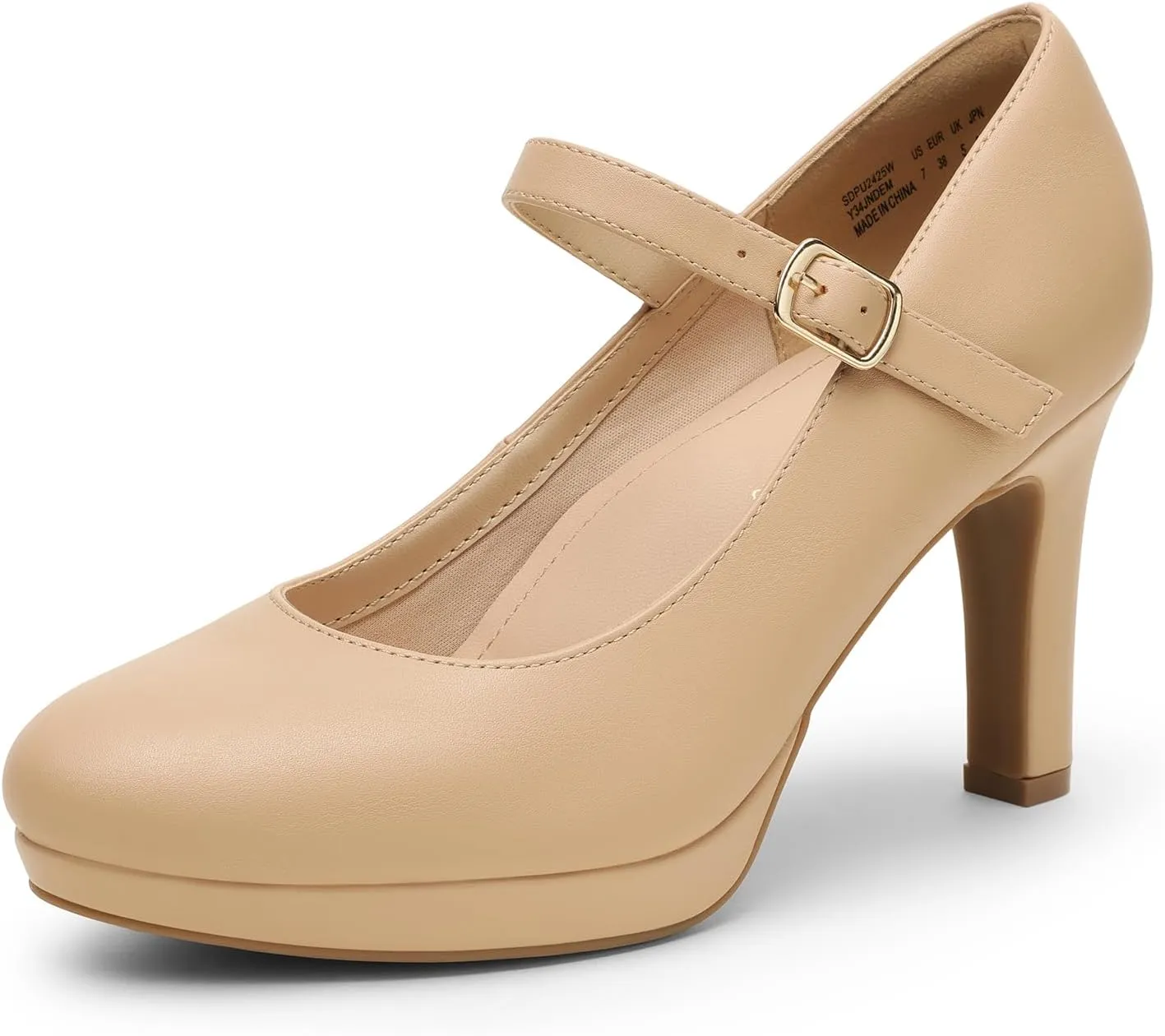 DREAM PAIRS Women's Pumps Close Toe Classic High Heels Round Toe Comfortable Low Platform Mary Jane Dress Shoes
