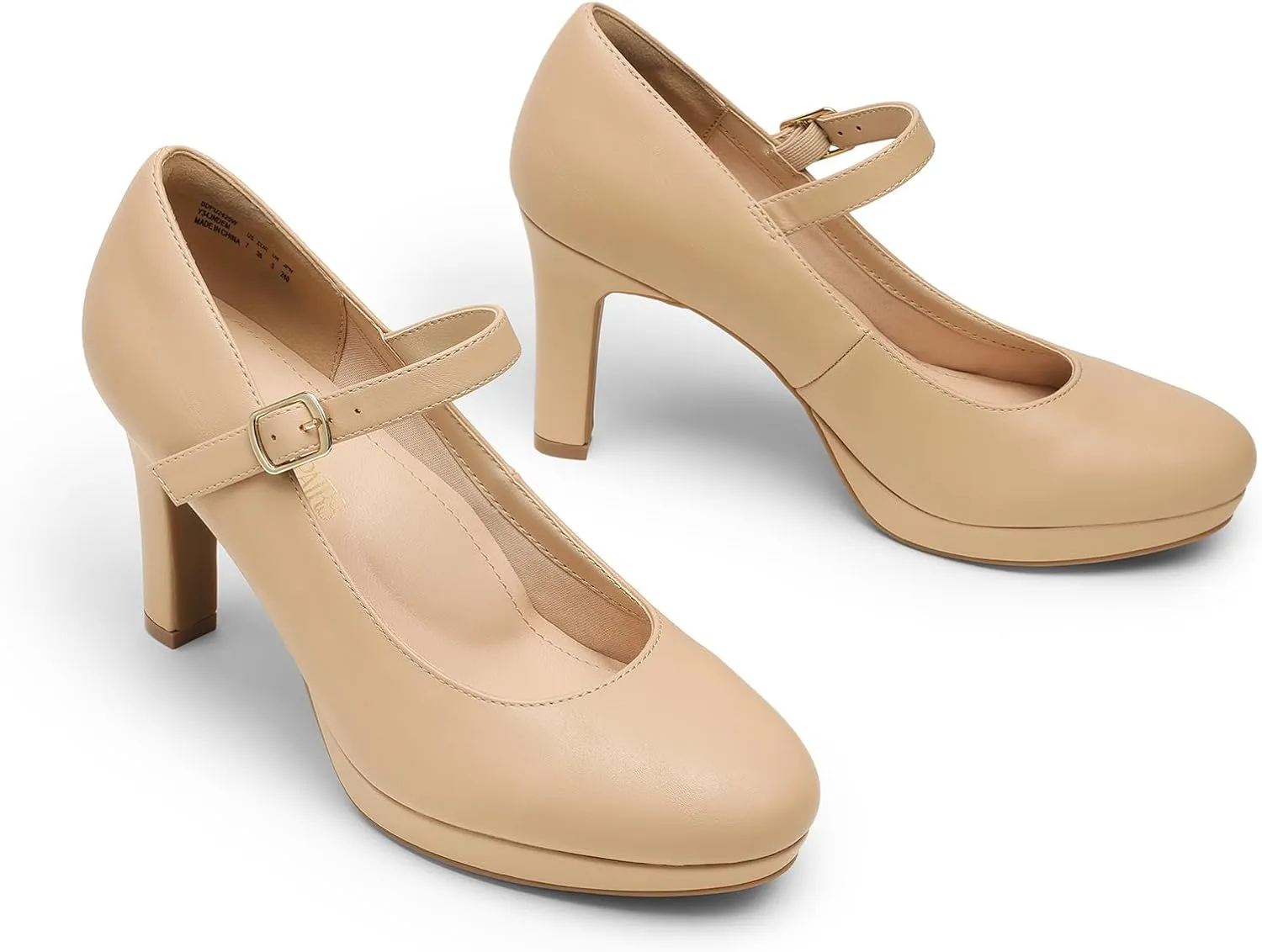 DREAM PAIRS Women's Pumps Close Toe Classic High Heels Round Toe Comfortable Low Platform Mary Jane Dress Shoes