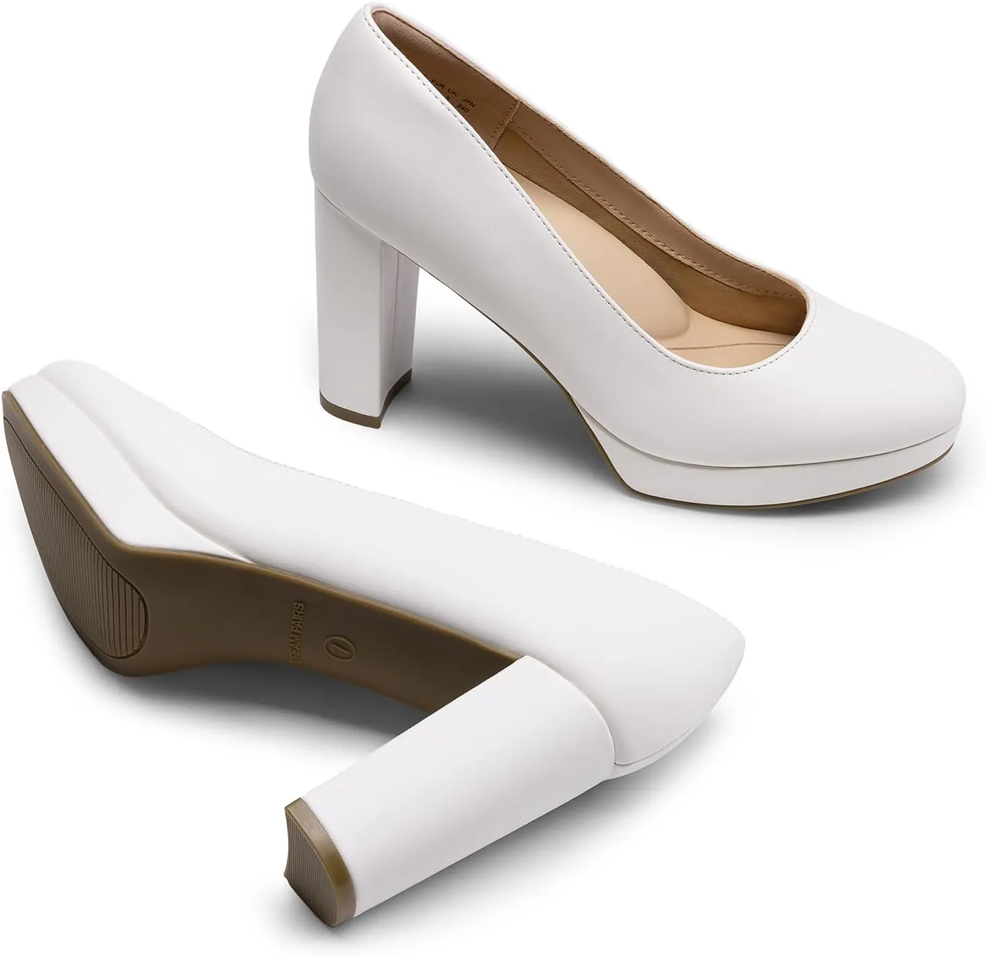 DREAM PAIRS Women's Pumps Closed Round Toe Chunky High Heels Platform Work Comfortable Dress Shoes for Women