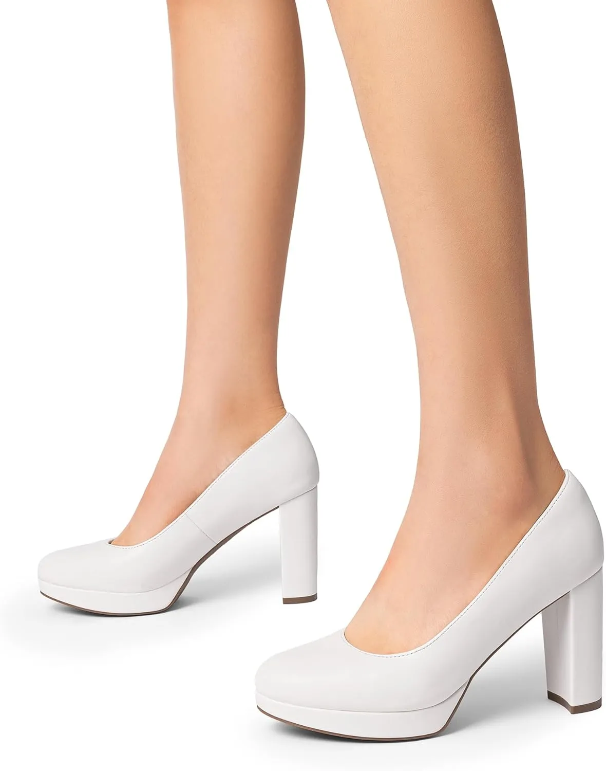 DREAM PAIRS Women's Pumps Closed Round Toe Chunky High Heels Platform Work Comfortable Dress Shoes for Women