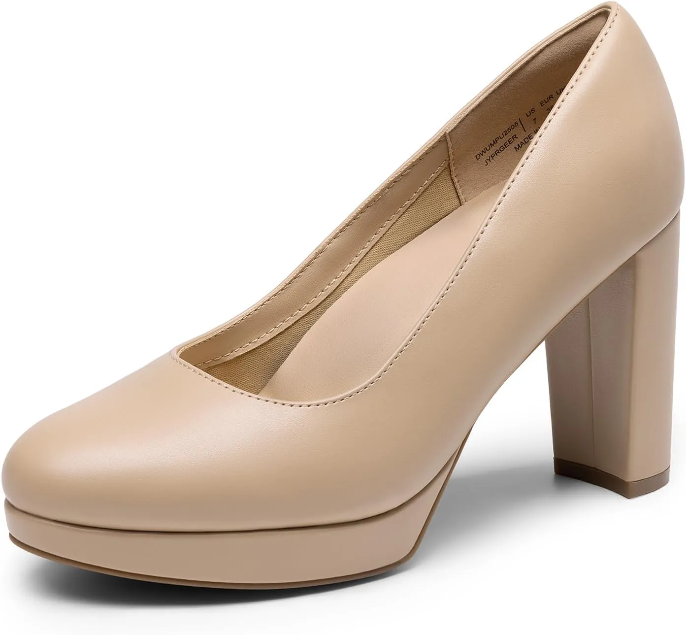 DREAM PAIRS Women's Pumps Closed Round Toe Chunky High Heels Platform Work Comfortable Dress Shoes for Women
