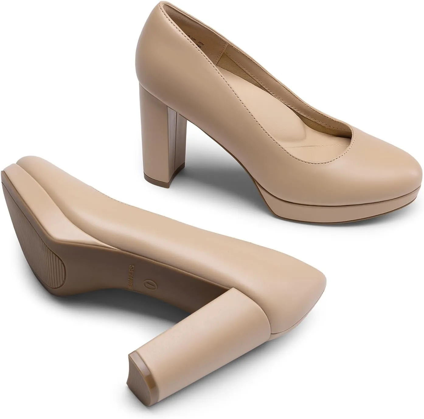 DREAM PAIRS Women's Pumps Closed Round Toe Chunky High Heels Platform Work Comfortable Dress Shoes for Women