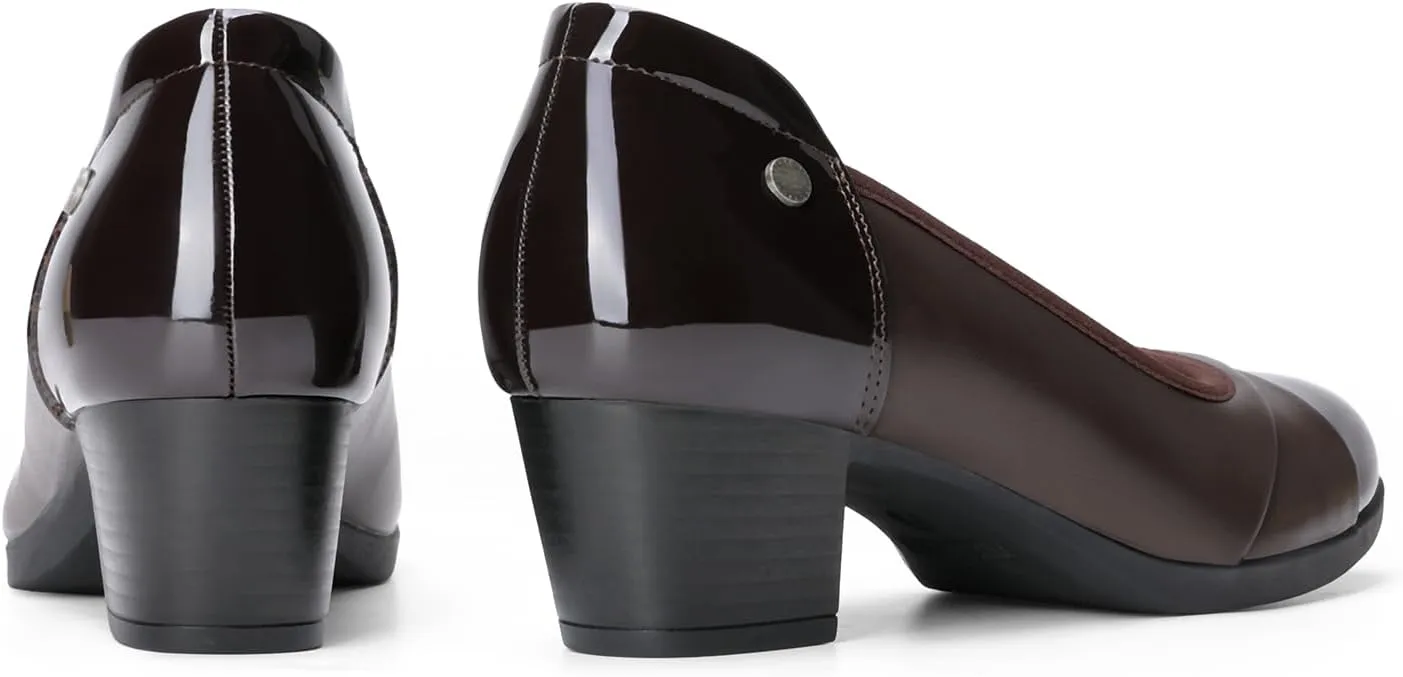 DREAM PAIRS Women's Pumps Low Chunky Block Closed Toe Shoes Work Comfortable Heels Round Toe Dress