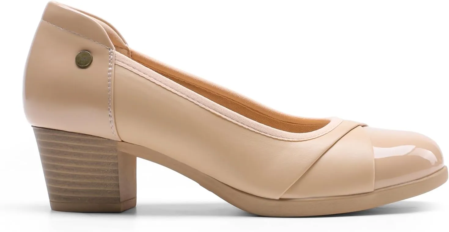 DREAM PAIRS Women's Pumps Low Chunky Block Closed Toe Shoes Work Comfortable Heels Round Toe Dress