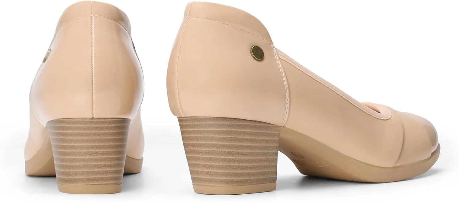 DREAM PAIRS Women's Pumps Low Chunky Block Closed Toe Shoes Work Comfortable Heels Round Toe Dress