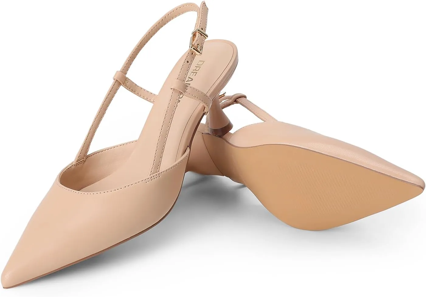 DREAM PAIRS Women's Slingback Kitten Heels Closed Pointed Toe Low Stiletto Heels Dress Bridal Party Wedding Pumps Shoes