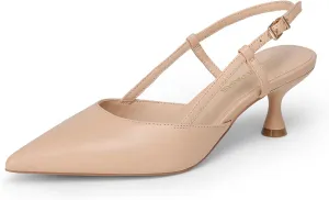 DREAM PAIRS Women's Slingback Kitten Heels Closed Pointed Toe Low Stiletto Heels Dress Bridal Party Wedding Pumps Shoes
