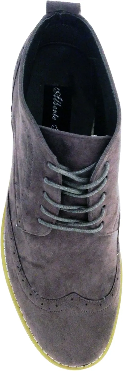 DT3A Men's Ankle Oxfords Boots Wingtip Classic Brogue Lace Up Suede Leather Lined Chukka Casual Shoes